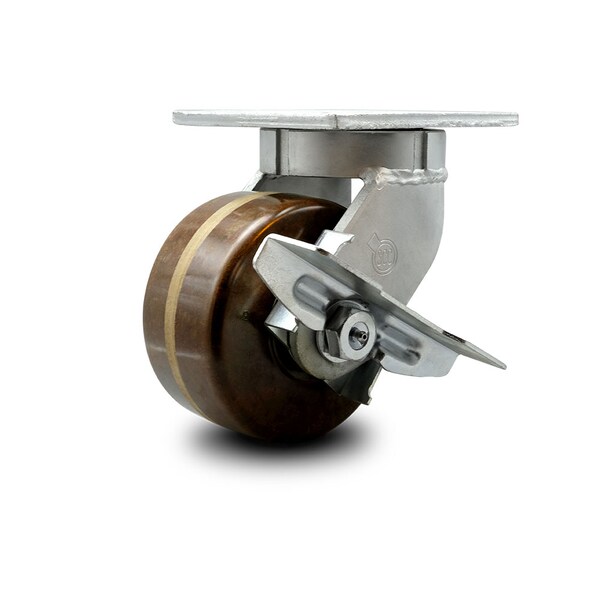 6 Inch Extra Heavy Duty High Temp Phenolic Wheel Swivel Caster with Brake SCC